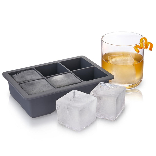 Viski Whiskey Cube Tray with Lid | 2-Inch Ice Trays & Molds, Grey