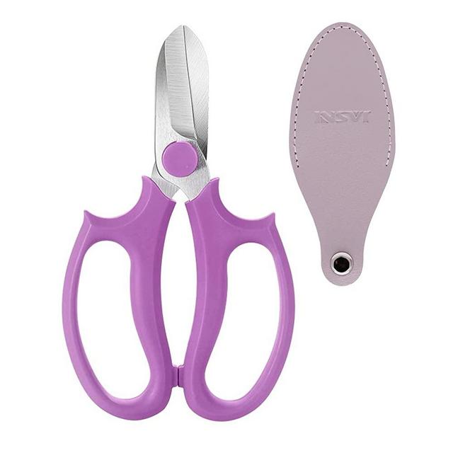Jasni Garden Pruning Shears Scissors with Comfort Grip Handle, Premium Steel Professional Floral Scissors, Perfect for Arranging Flowers, Pruning, Trimming Plants, Gardening Tool (Purple)