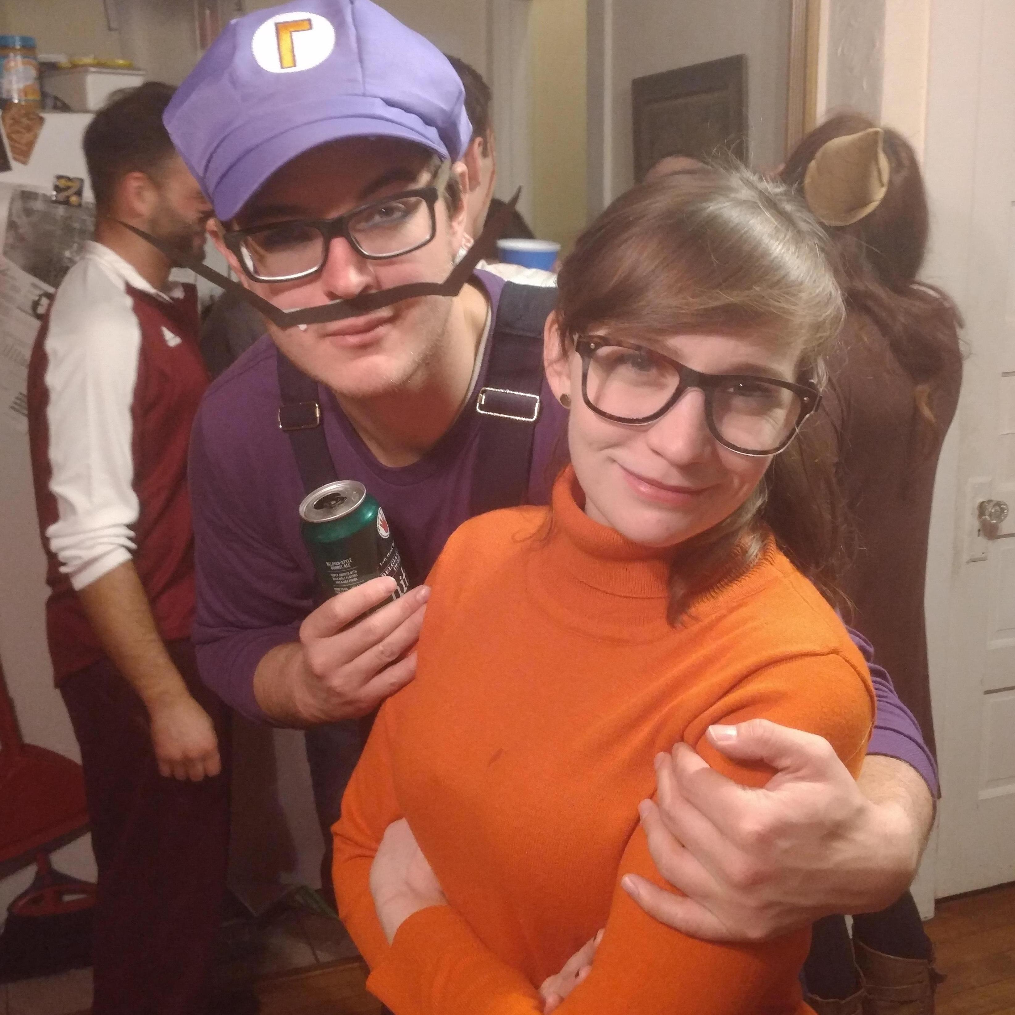 Just your favorite, classic cartoon couple, Velma and Waluigi - Kittery, ME - Halloween 2018