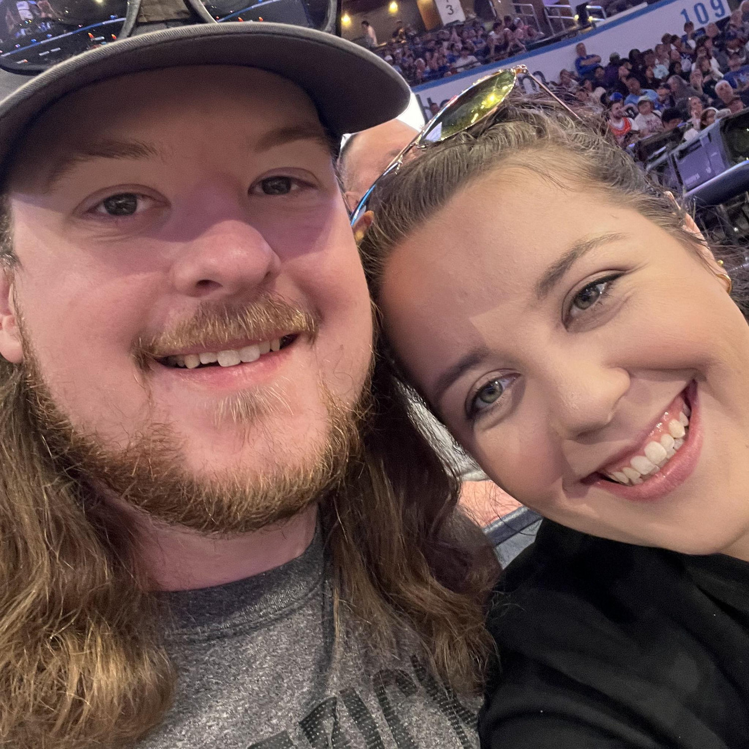 Us at a Dallas Mavericks game!