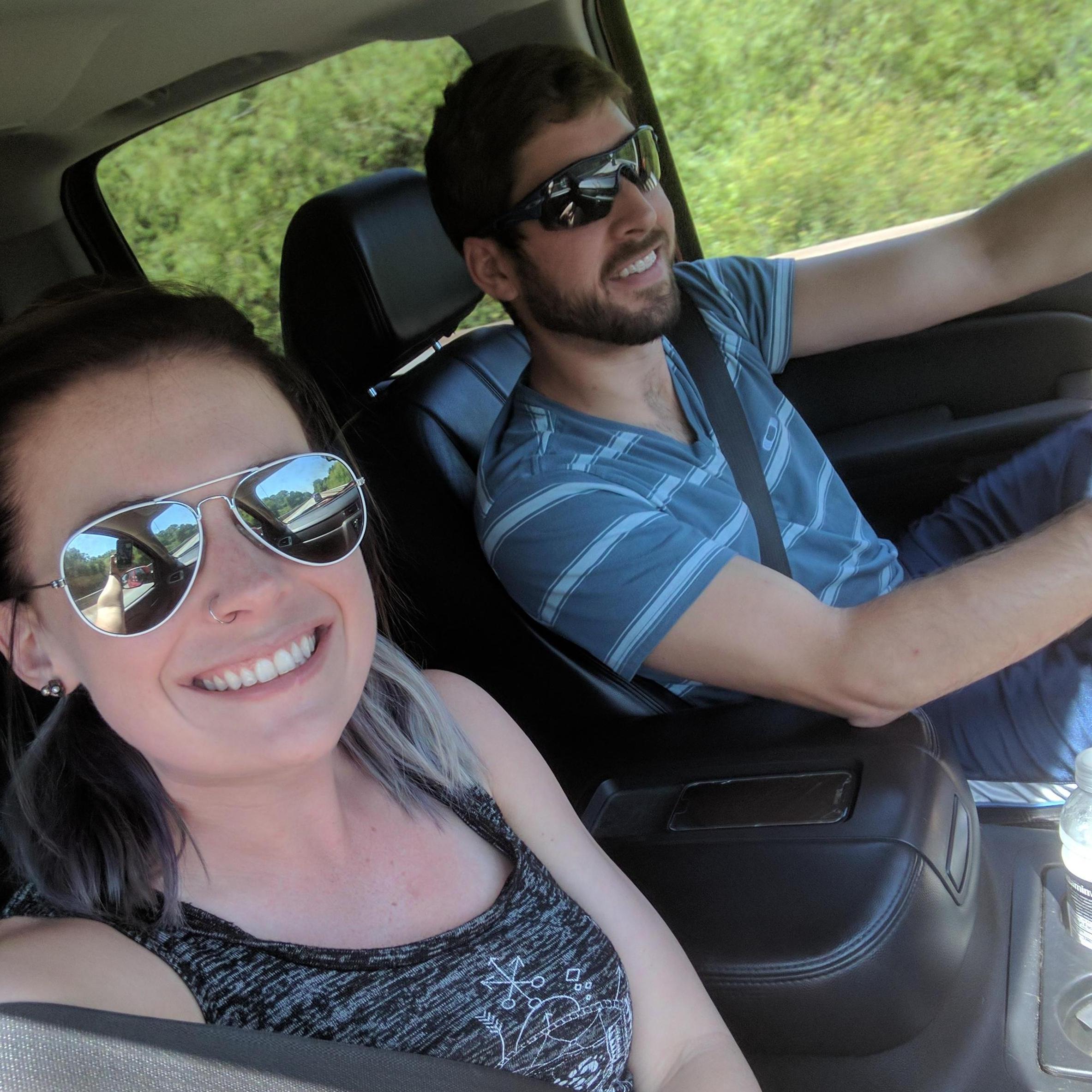 Old school photo of a drive to Virginia (note the much loved and very missed purple/silver hair)
