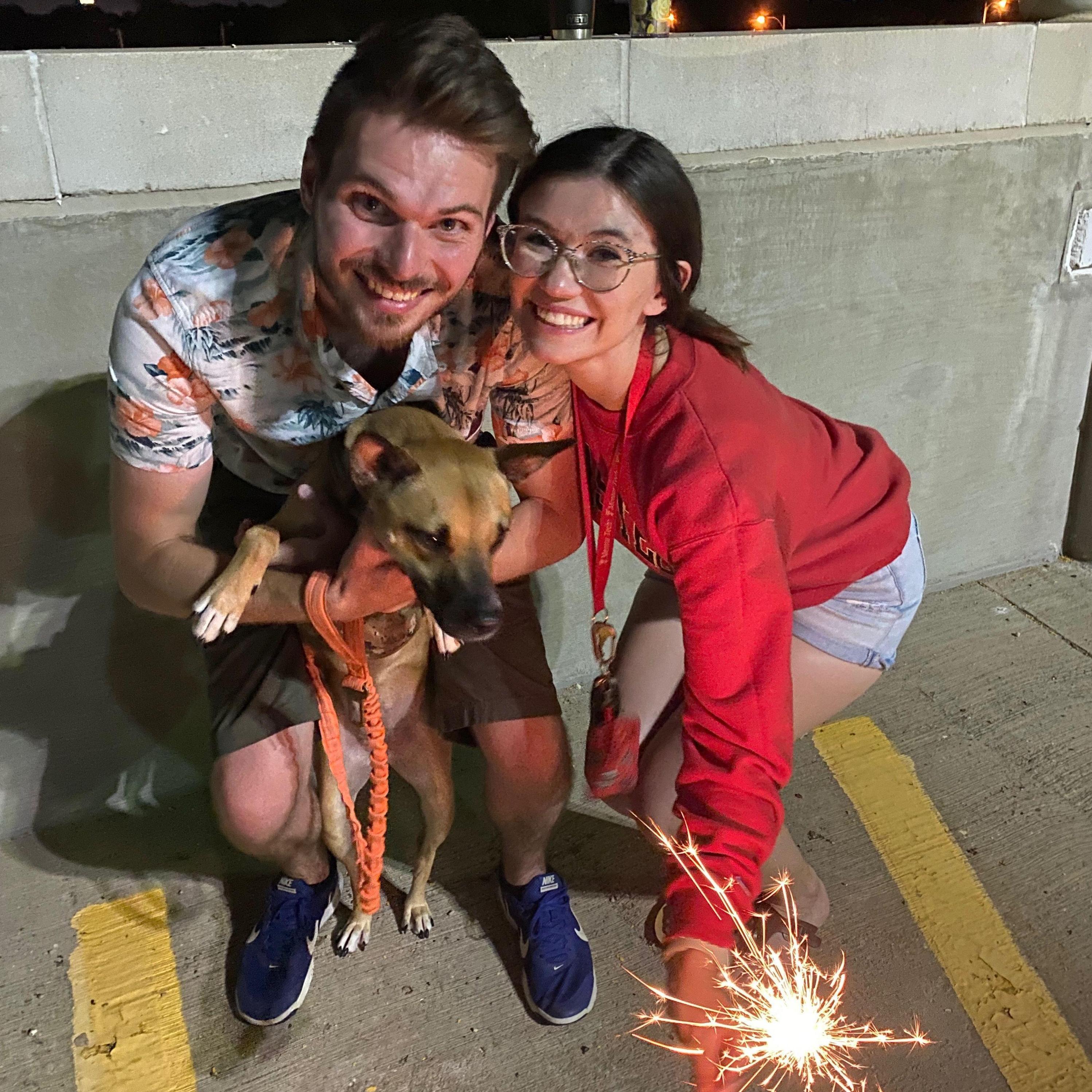 Autumn trying to eat fireworks on 4th of July - '23