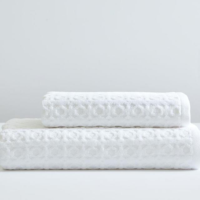 Sculpted Waffle Towel, Bath, White