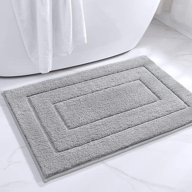 DEXI Bathroom Rug Mat, Extra Soft Absorbent Premium Bath Rug, Non-Slip Comfortable Bath Mat, Carpet for Tub, Shower, Bath Room, Machine Wash Dry, 16"x24", Light Grey