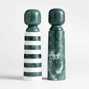 Geneve Green and White Marble Salt Mill by Daniel Humm + Reviews | Crate & Barrel