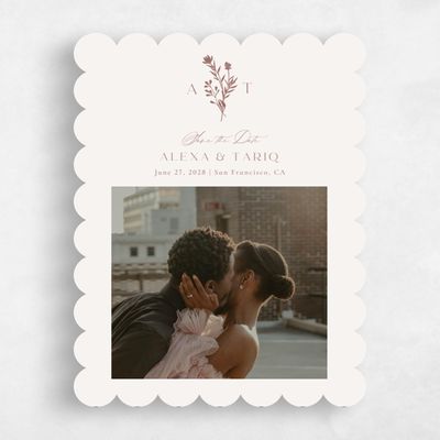 Brown Scalloped Wedding Save the Date - Hazel Photo