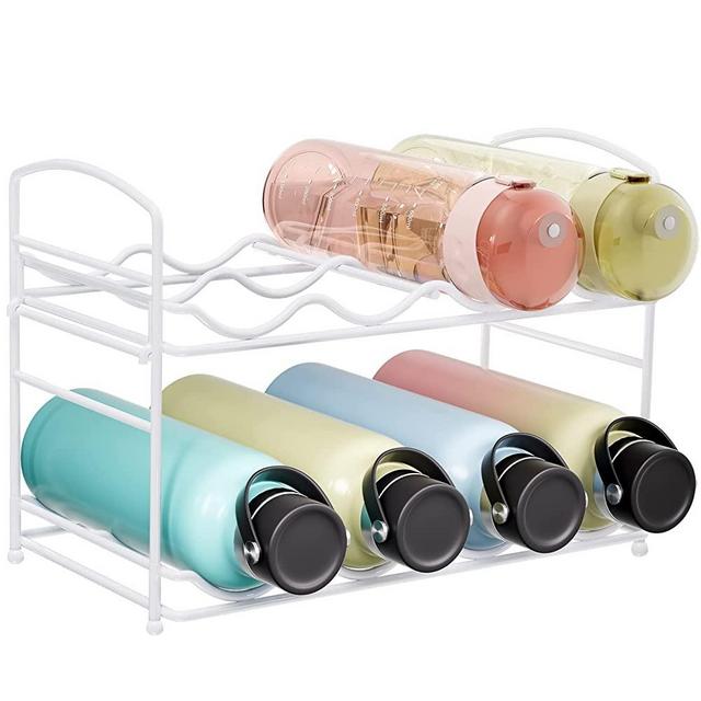 Puricon Water Bottle Organizer for Cabinet, Adjustable Water Bottle Storage Rack for Tumbler Sports Flask Insulated Travel Mug, Water Bottle Shelf Organizer Holder for Kitchen Cabinets Countertop