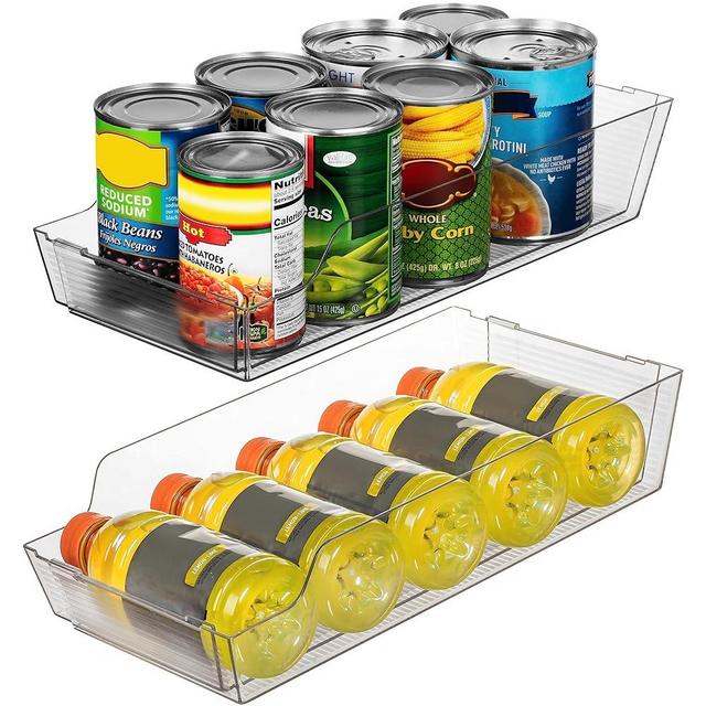 ClearSpace Adjustable Can Organizer for Refrigerator - Expandable Soda Can Dispenser Design Fits Most Cabinets, Pantries, & Refrigerators - Organize Beverages, Soup, & Canned Goods Easily, 2 Pack