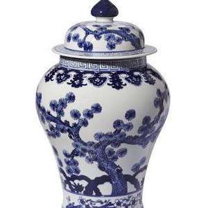 William Sonoma Blue & White Swallowtail Ginger Jar