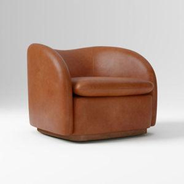 Kaufman Swivel Leather Chair - Vegan Leather Saddle, Cool Walnut