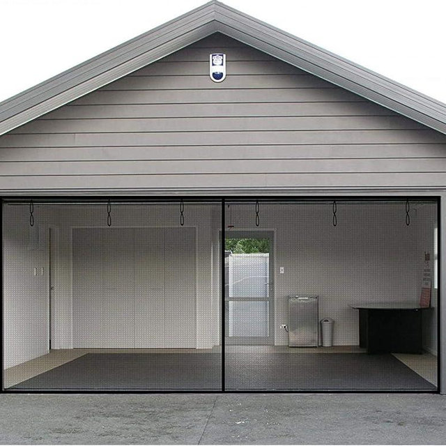 Garage Door Screen - 2 Car 18x8Ft Magnetic Closure Heavy Duty Weighted Bottom Screen Self Sealing Fiberglass Mesh Retractable Net - Easy Assembly & Pass-Through(Black)