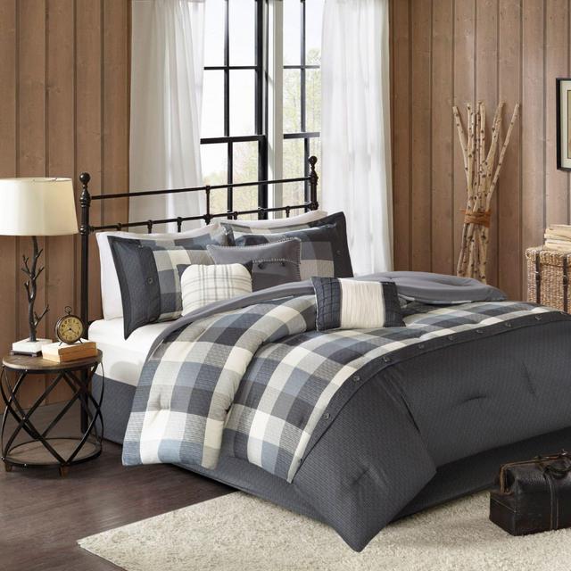 Madison Park Ridge Herringbone 7-Piece California King Comforter Set in Grey