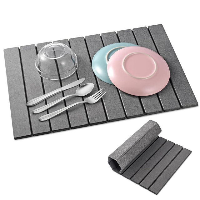 cuomaop Stone Drying Mat for Kitchen Counter Large, Foldable Quick Dry Diatomaceous Earth Mat for Dishes Bottles Cups, Absorbent Collapsible Stone Dish Drying Mat for Countertop Bathroom 23" x 15.3"
