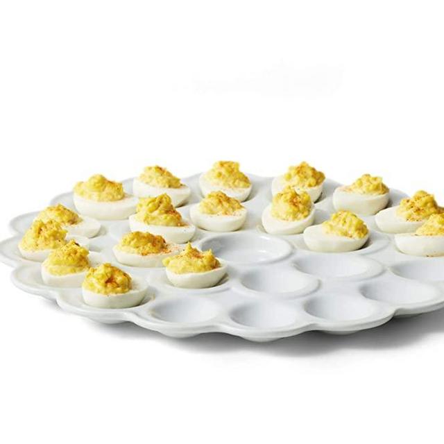 Everyday White by Fitz and Floyd Flower 24 Egg Platter Tray 13.75-Inch