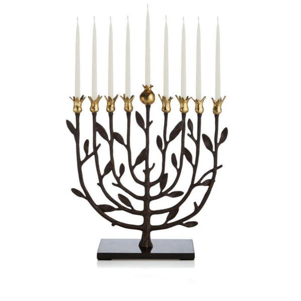 Pomegranate Silver and Gold Menorah