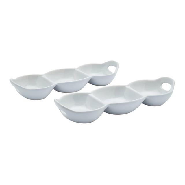 2pk Stoneware Condiment Serving Trays with Handles - Tabletops Gallery