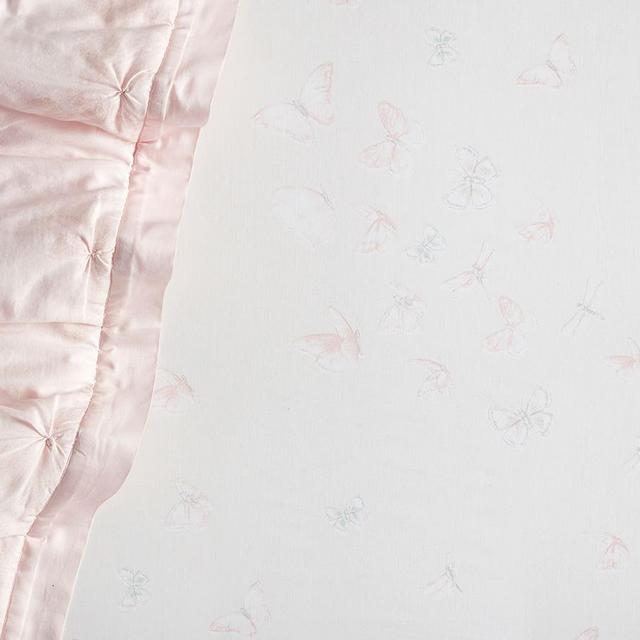 Monique Lhuillier Sateen Ethereal Butterfly Fitted Crib Sheet, Blush Pink