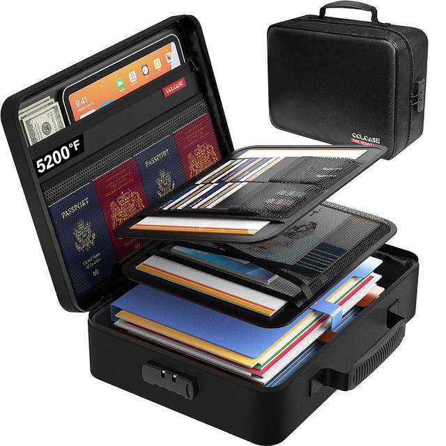 COLCASE Fireproof Document Bag with Lock, 5200℉ Heat Insulated Waterproof and Fireproof Bag 5 Layers Protection Fireproof Bag Storage for Laptop Certificates Documents Passport 15 x 11 x 4.7 inches