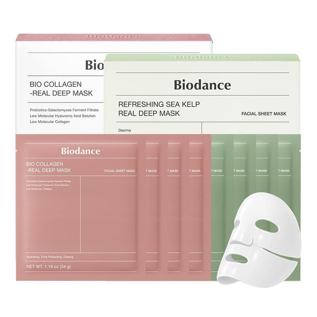 BIODANCE Clear Glow Mask Duo: Bio Collagen & Sea Kelp Real Deep Mask, Gel Face Mask Set for Glass Skin, Pluming, Calming, Korean Skincare Set, Korean Skin Care, Facial Mask Set
