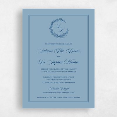 Dusty Blue Wedding Invitation - Goundry Frame