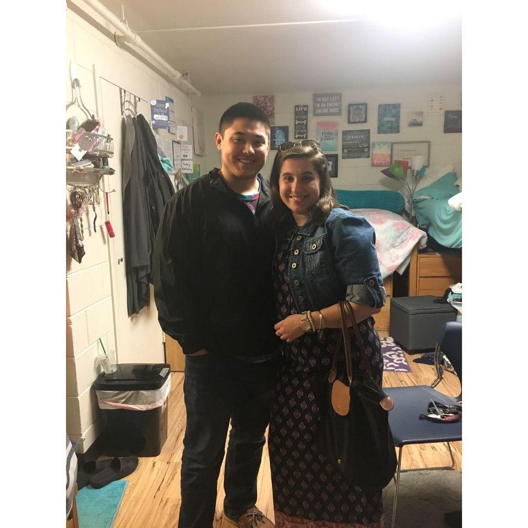 Picture before our first date at the Pizza shop on the Walking Mall in Winchester, VA.