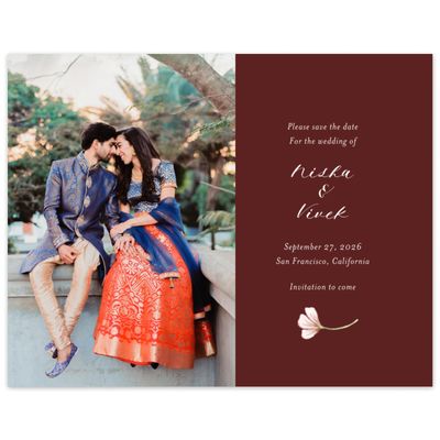 Maroon, Red Wedding Digital Save the Date - Monaco Photo
