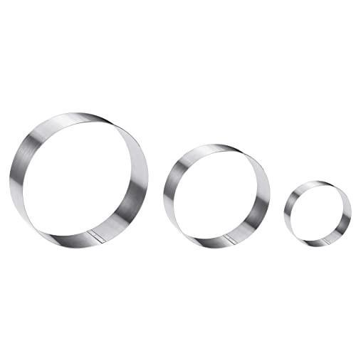 Large Round Cake Ring Set-4/6/8 Inch Biscuit Cutter Stainless Steel Circle Pancake Mold English Muffin Ring