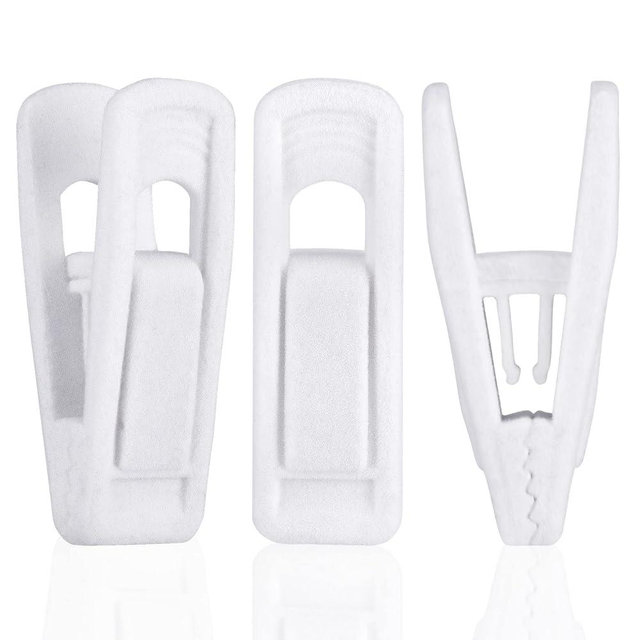 Tinfol White Velvet Hangers Clip - 24 Pack Pants Velvet Clips, Large Opening Clips, Strong Finger Flocked Clothes Pin Perfect for Slim-line Clothes Hanger