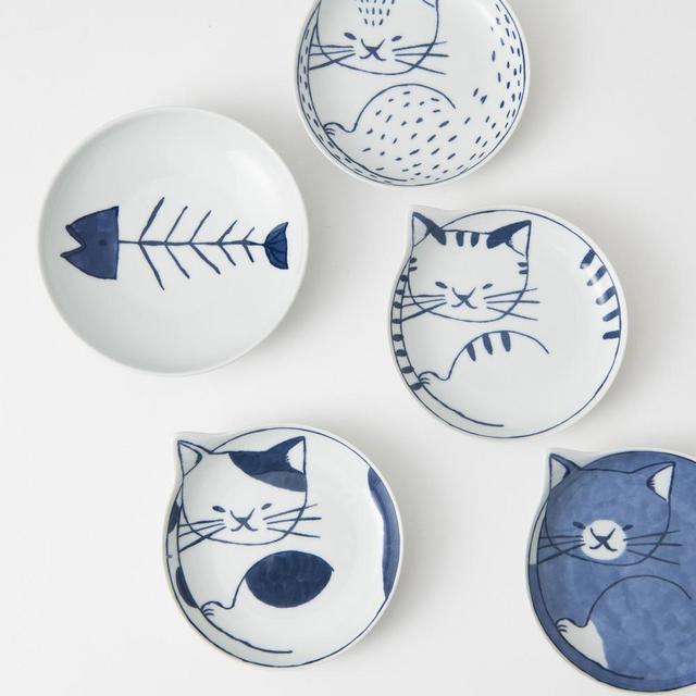 Neco Cat Hasami Sauce Plate Set