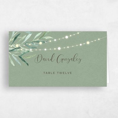 Green Wedding Place Card - Saranac