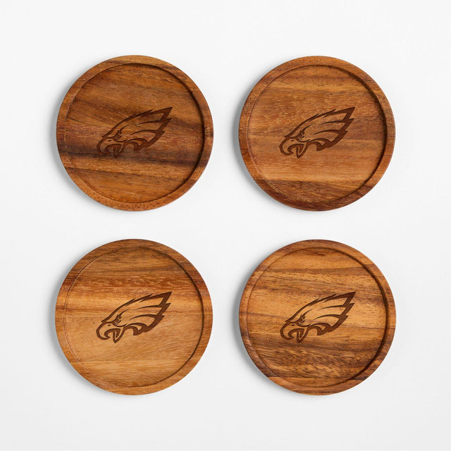 NFL Philadelphia Eagles Tondo Acacia Wood Coasters, Set of 4
