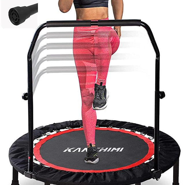 Kanchimi 40" Folding Mini Fitness Indoor Exercise Workout Rebounder Trampoline with Handle, Max Load 330lbs