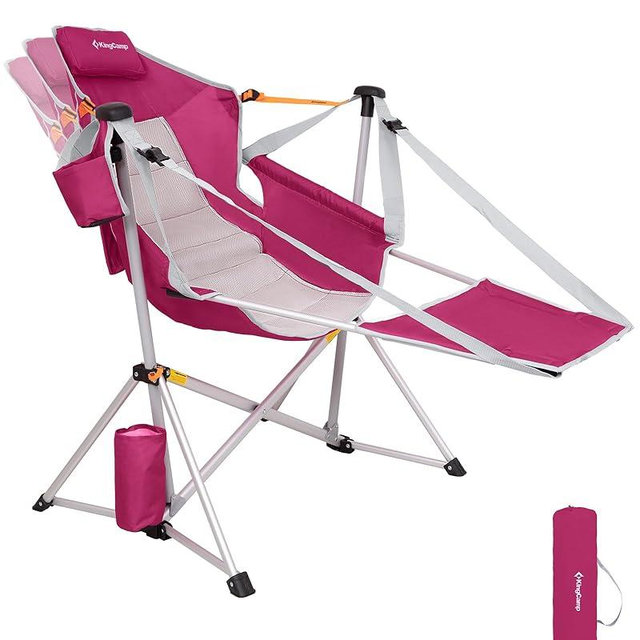 KingCamp Hammock Chair with Footrest – Heavy Duty Swinging Rocking Camping Chairs for Adults up to 400lbs, Folding Portable Oversized Rocker with Cup Holder & Pillow for Outdoor Beach Lawn RV Sports