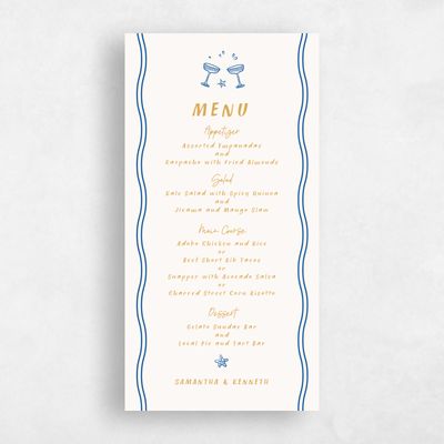 Harvest Gold, Yellow Wedding Menu - Mare