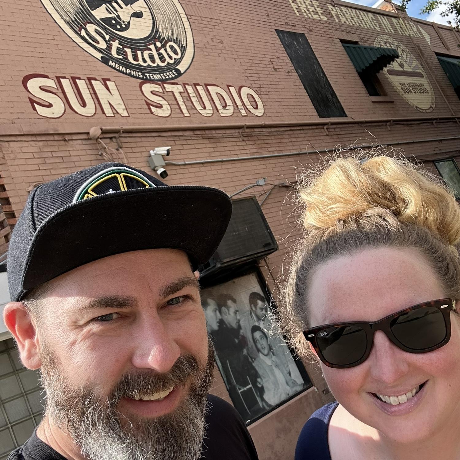 Outside Sun Studio where Elvis recorded in Memphis, Tennessee.
