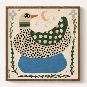 Enikő Eged - Spotted Duck 50x50 with Dark Oak Frame