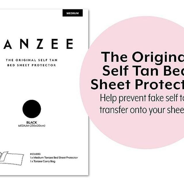 Tanzee Black, Vegan Art Silk, Tanning Sheet Protector - Help Prevent Fake Self Tan, and Spray Tan, Transfer Onto or Stain Your Sheets - Medium Size