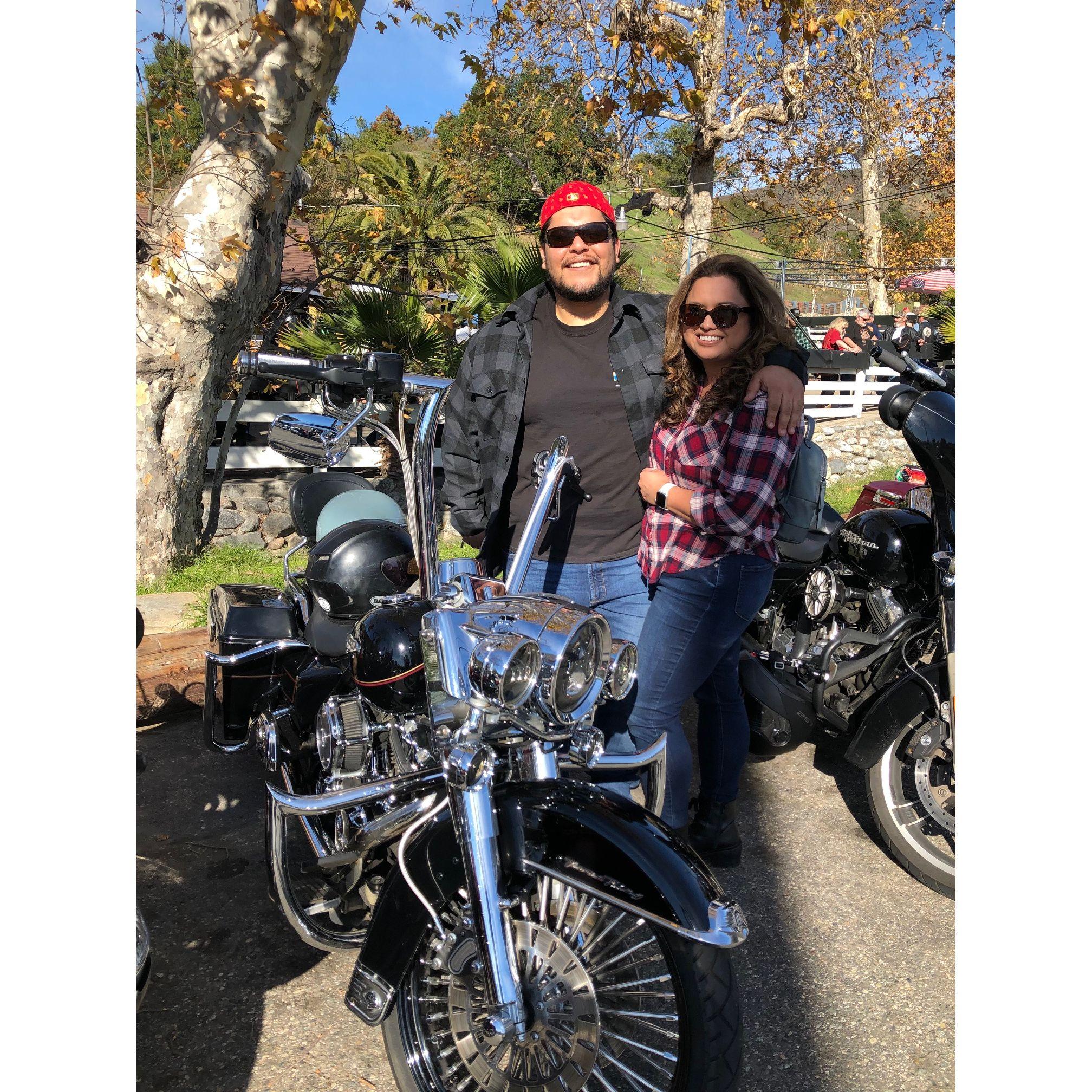 Our first adventure on the Harley. Rode down to Cook's Corner in Orange County.