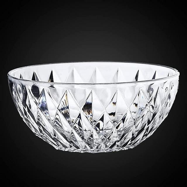Glass Bowl, Decorative Diamond Design Bowls For Kitchen & Home Décor, Centerpiece Table Decorations Great For Dining, Vegetable Bowls, Serving Bowls, Salad Bowl Pasta Bowls Candy Bowl Fruit Bowl.