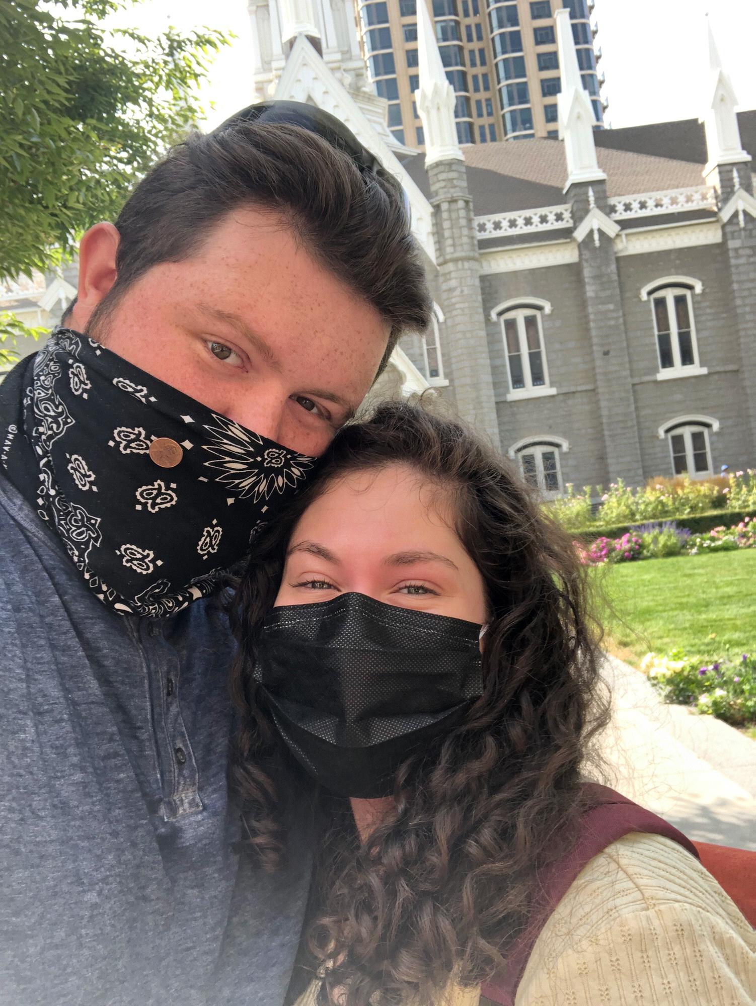 Us in front of the Mormon temple in Utah. Was quite an impressive building to be honest.