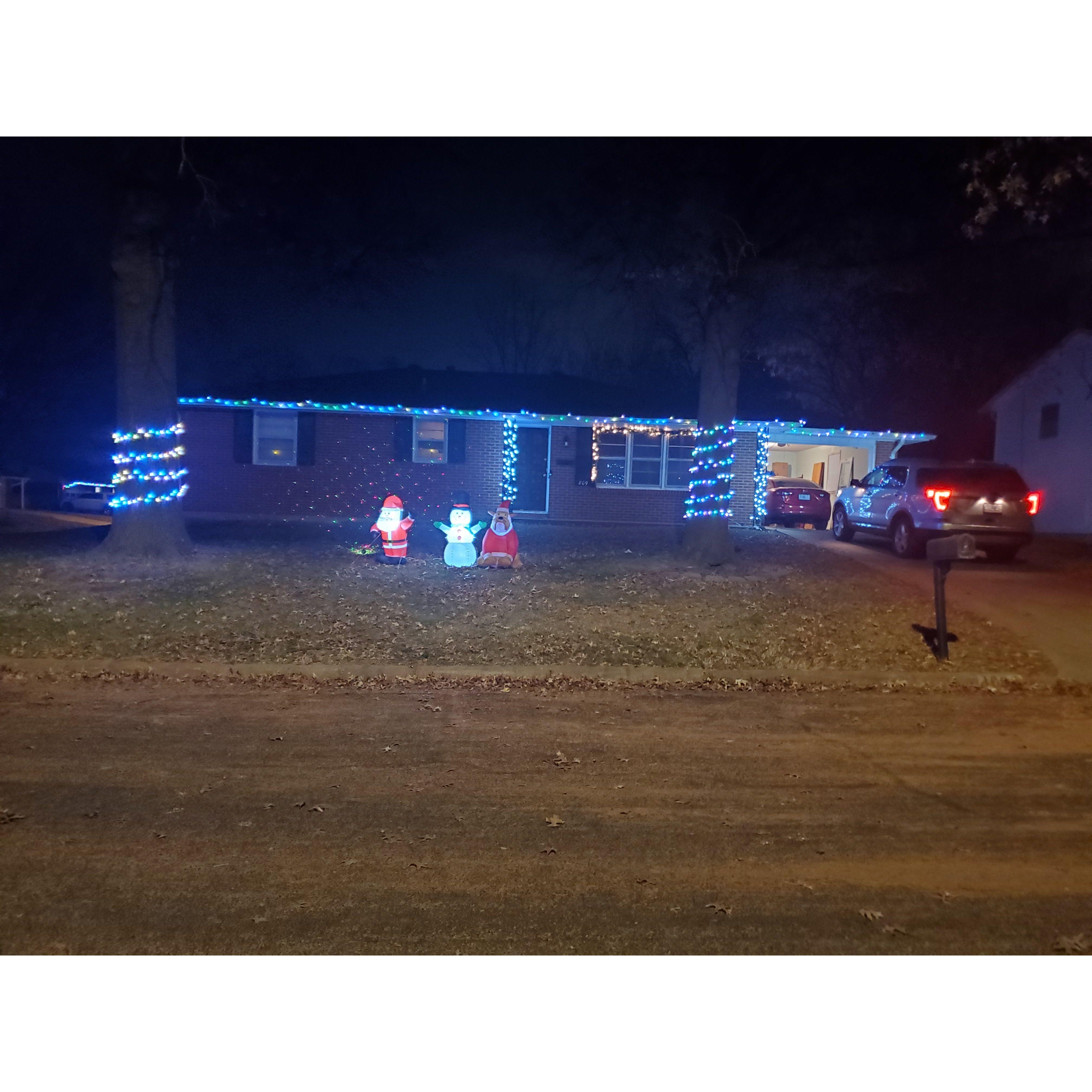Our first Christmas together.  Nick decorated the house!