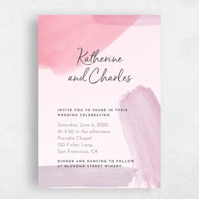 Pink Wedding Invitation - Riverside Brush
