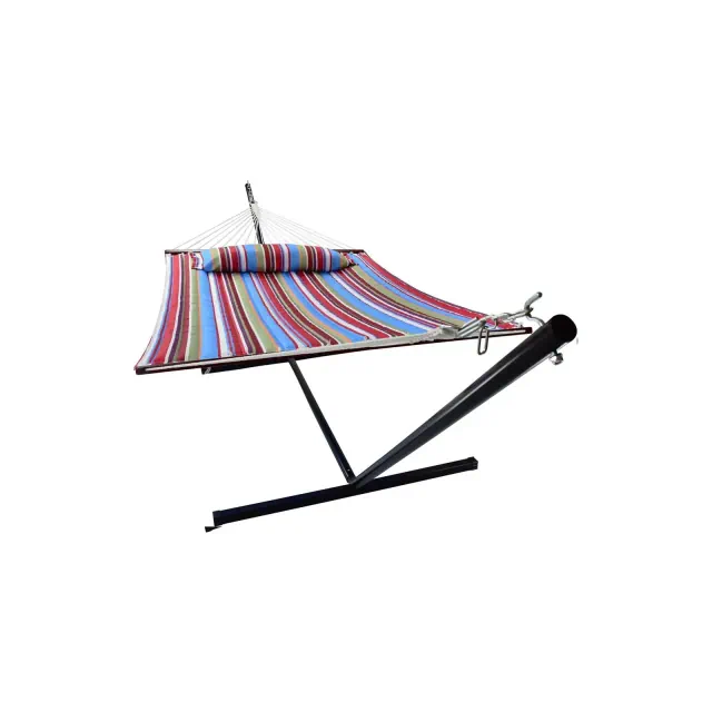 Sorbus 2-Person Stylish Hammock with Stand- 53" Large Cotton Outdoor Hammock- Spreader bars & Pillow Included- Heavy Duty 450lbs