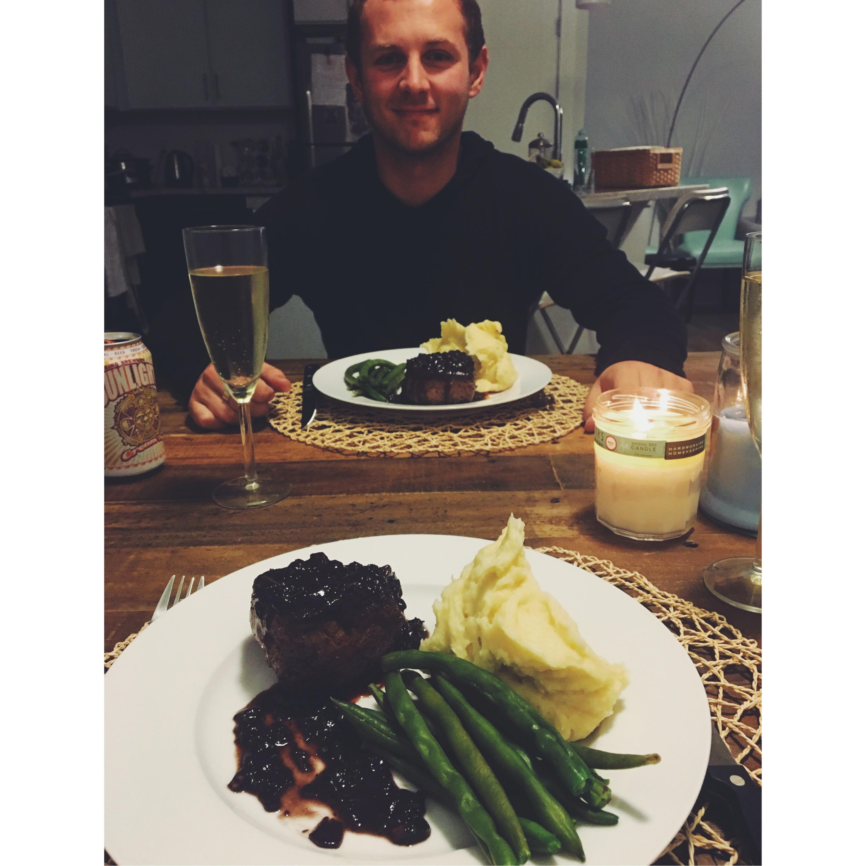 One of our many home cooked date nights!