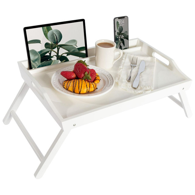 ROSSIE HOME Media Bed Tray, Soft White