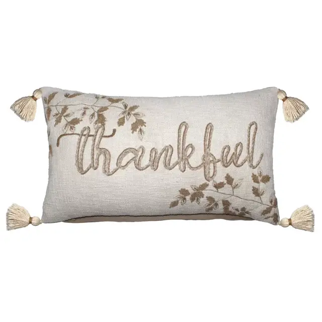 Bee & Willow™ Harvest "Thankful" Rectangular Throw Pillow in Ivory