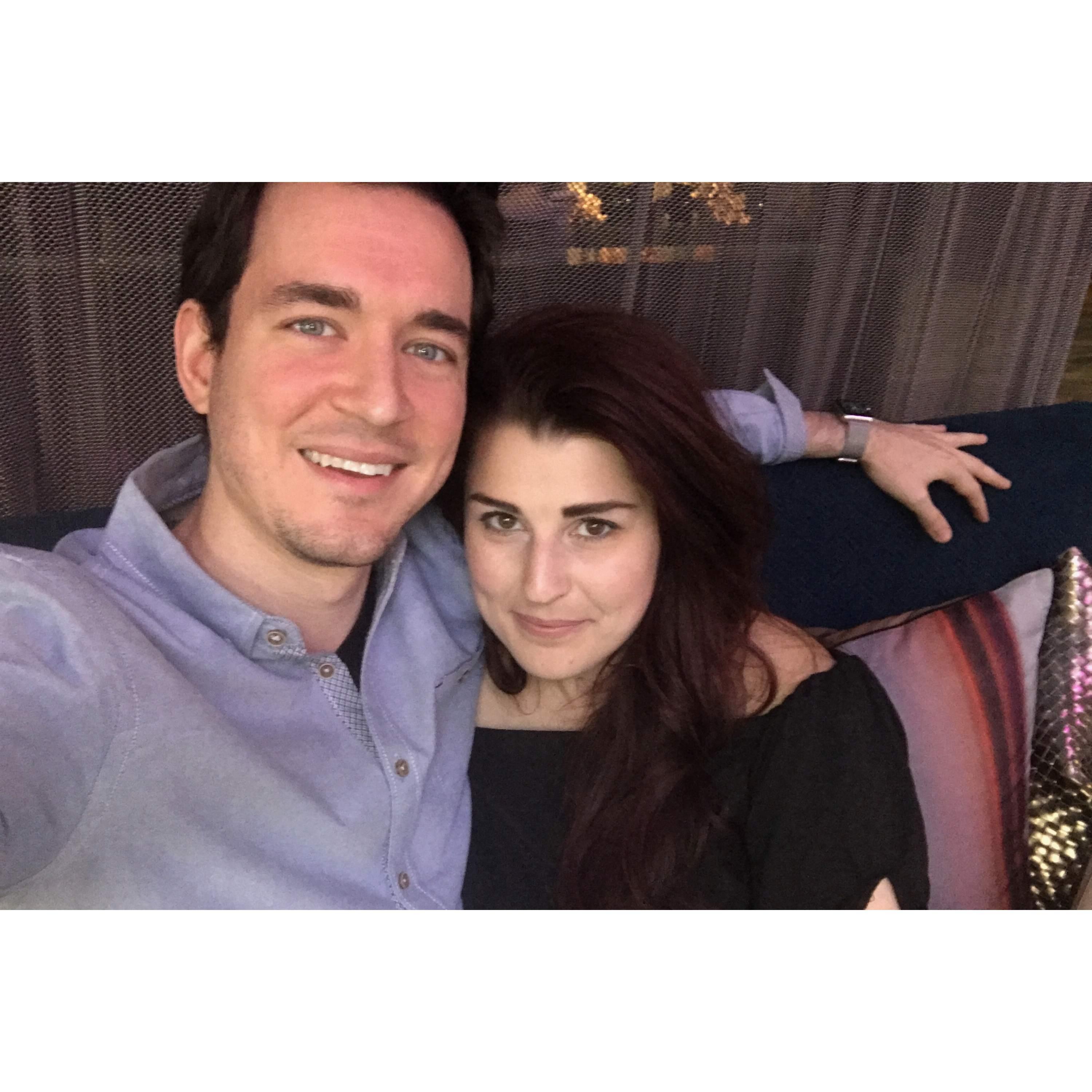 Our first photo together on our 1 year anniversary in Boston