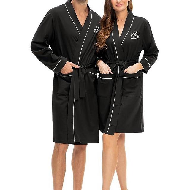 AW BRIDAL 2Pcs Cotton Couples Robe Sets Hotel Spa Robes with Embroidery, Wedding Anniversary Engagement Bridal Shower Gifts