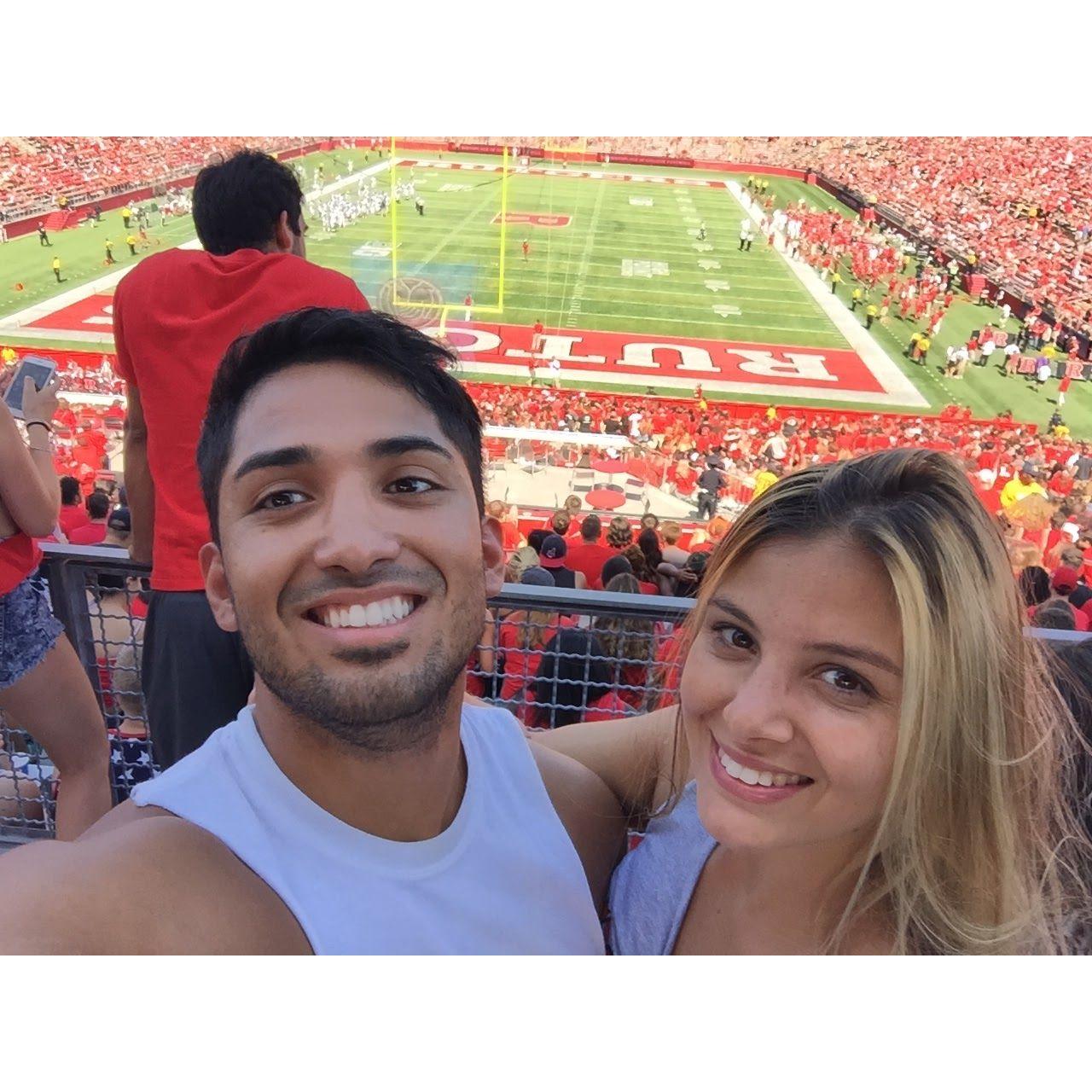 Enjoying college football games together