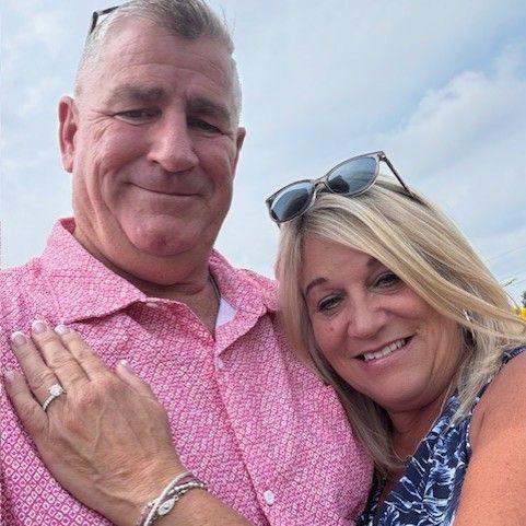 Our first engagement photo.  A selfie. :)  September 6, 2025.